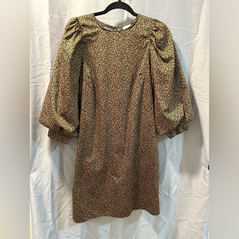 a new day Black and Gold Long Sleeve Dress Fall Vibes Size medium